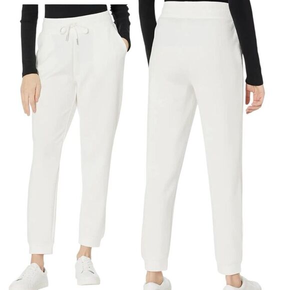 H Halston Cream Elastic Drawstring Waist Relaxed Fit Joggers NWT Sz M - Picture 1 of 6